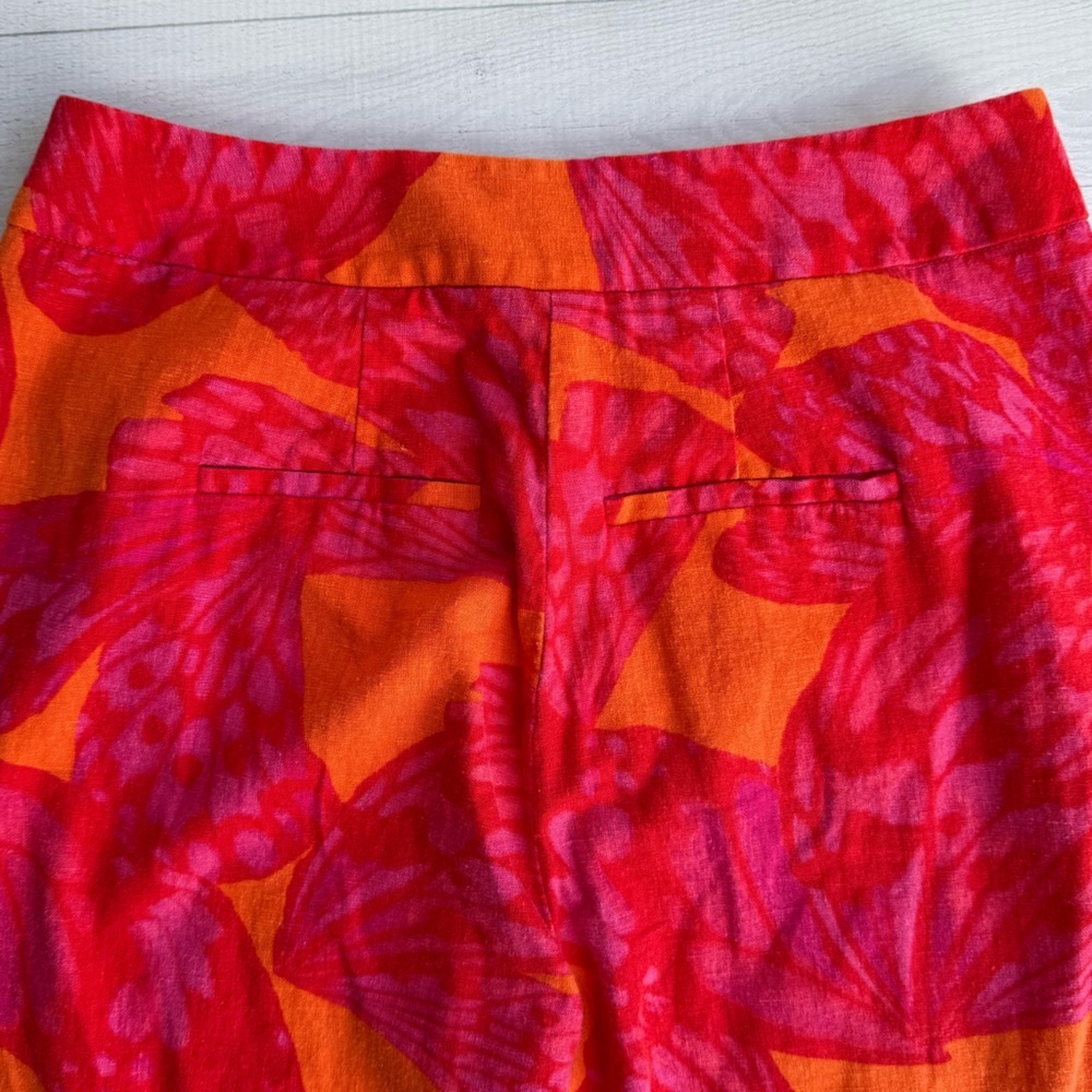 Scoop High Waist Wide Leg Red & Orange Printed Linen Blend S - Picture 7 of 11
